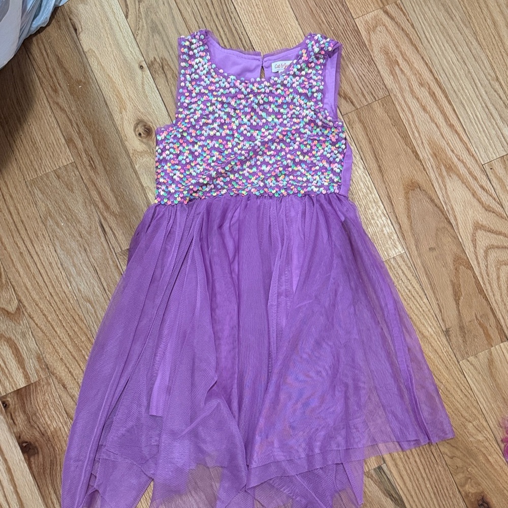Girls Purple Sequin Dress
